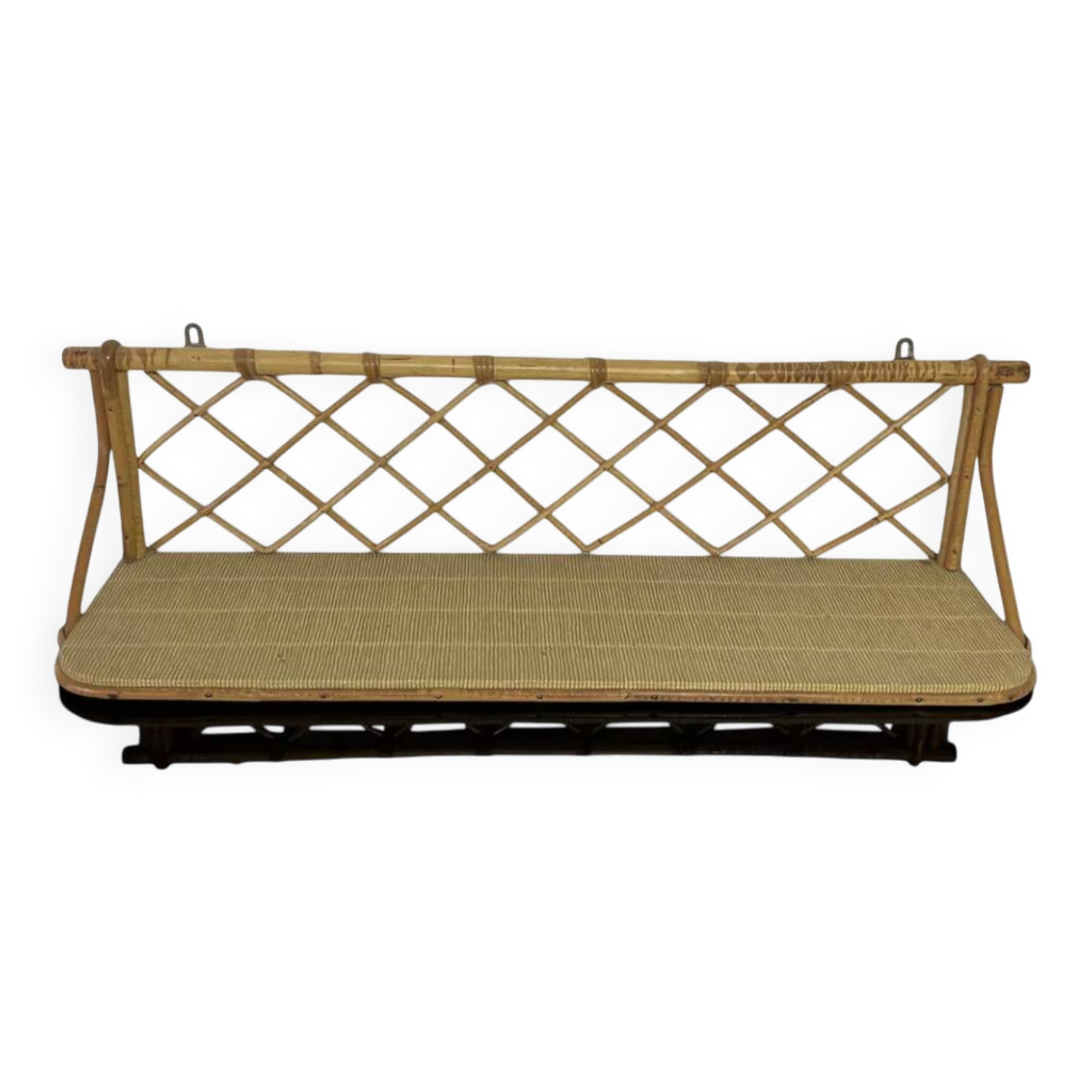 Vintage rattan wall shelf