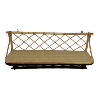 Vintage rattan wall shelf