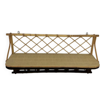 Vintage rattan wall shelf