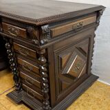 Exceptional Antique Portuguese Baroque Revival Twin Pedestal Desk  Spiral T