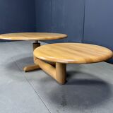 Table basse pivotante à deux niveaux en bois par Roche Bobois, années 1980