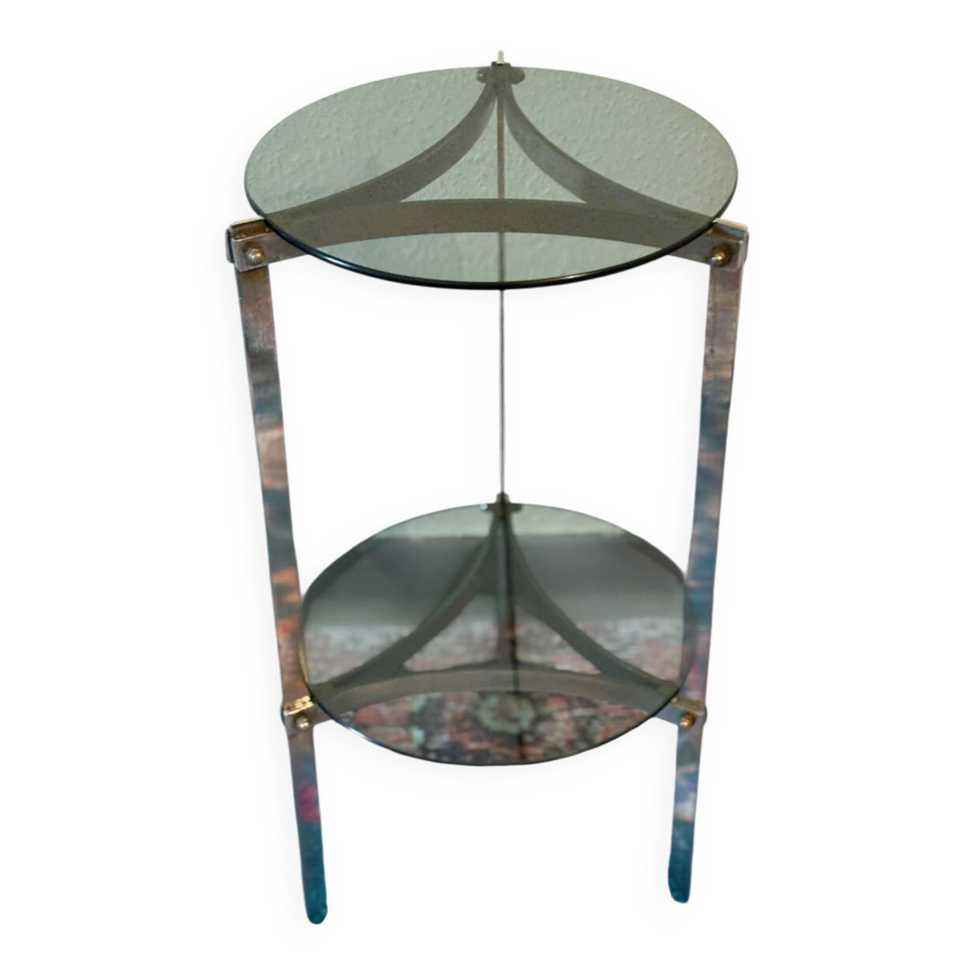 Sellette chromée et doubles plateaux