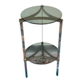Chromed side table and double shelves
