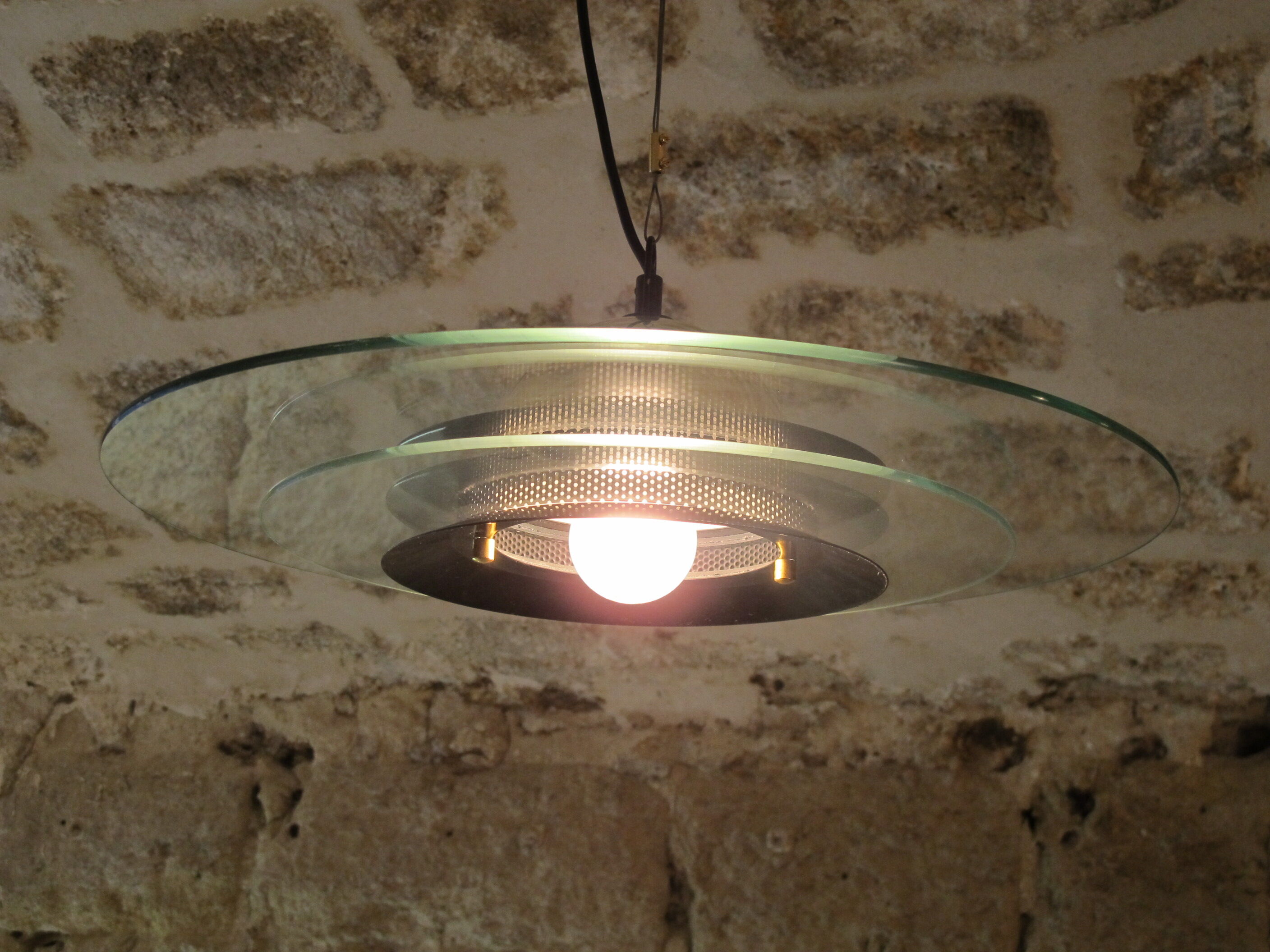 Glass and metal suspension lamp edition Massive Belgium