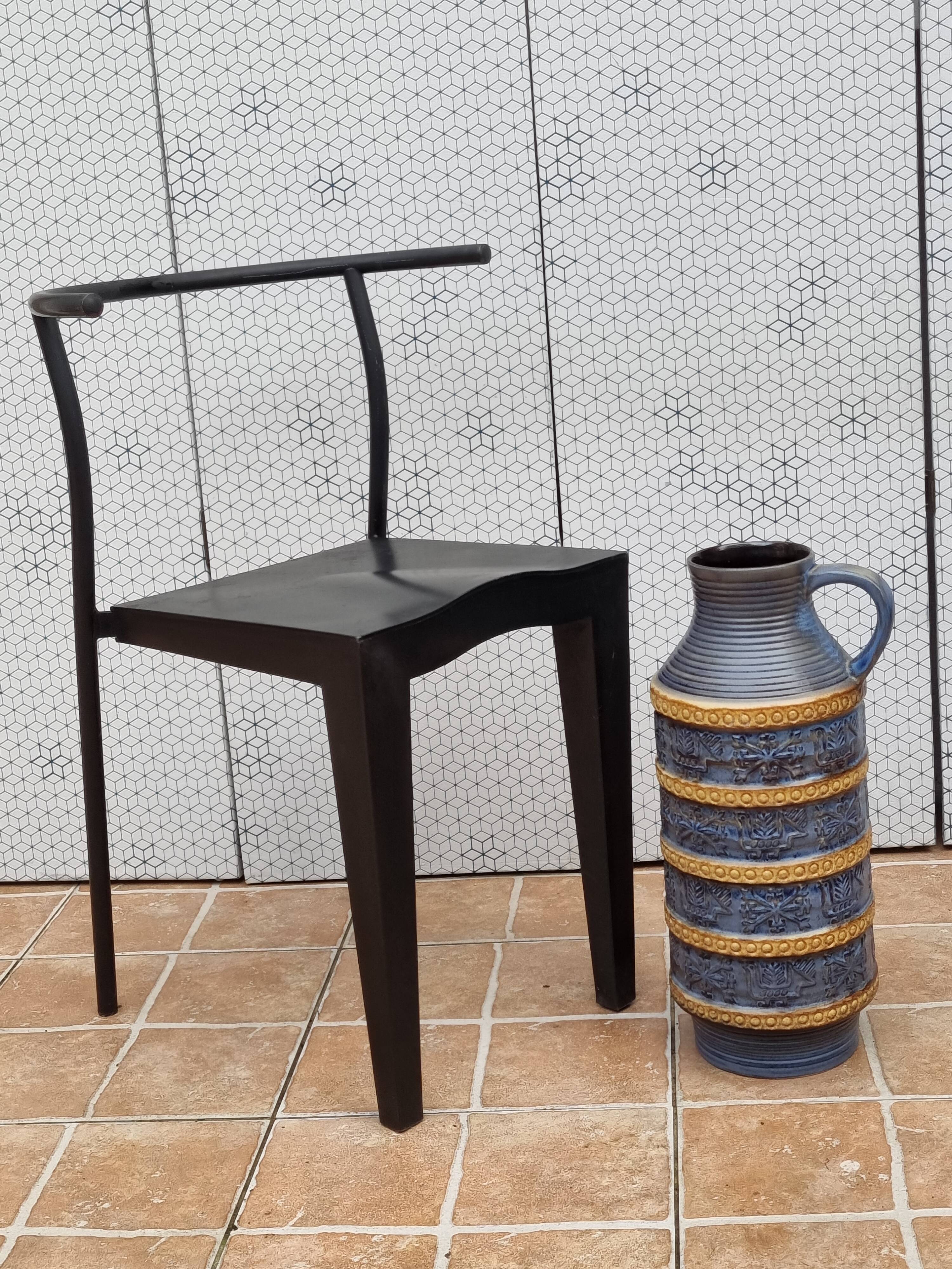 Large Bay Keramik vase in blue and ochre ceramic – West Germany, 47 cm