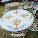 Garden furniture. Wrought iron and ceramic. Italian handcrafted.