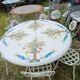 Garden furniture. Wrought iron and ceramic. Italian handcrafted.
