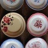 6 mismatched flat plates Marsac Canebière Fontanges Digoin Sarreguemines