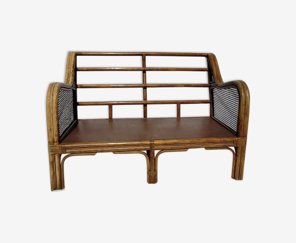 Rattan and wicker bench