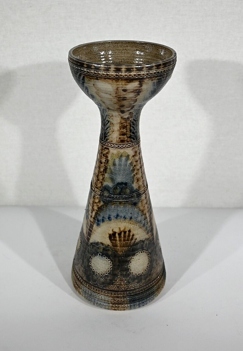 Vase in Salt Sandstone, signed J-C. Courjault for Keraluc Quimper - 1960