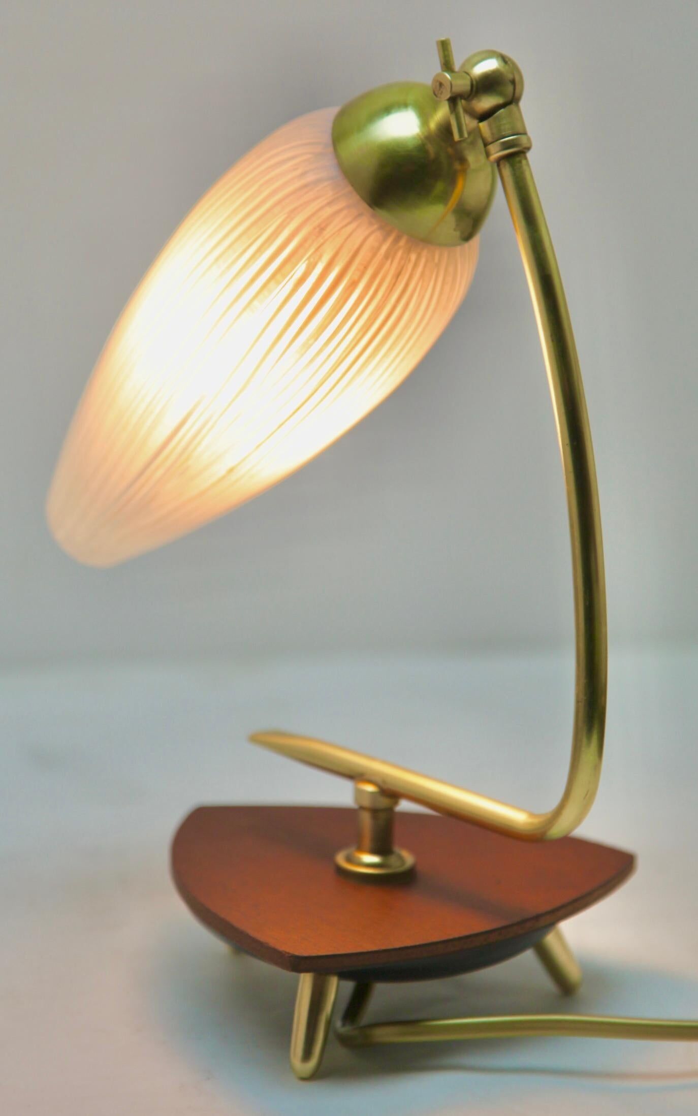 Vintage lamp with white glass lampshade and brass fitting