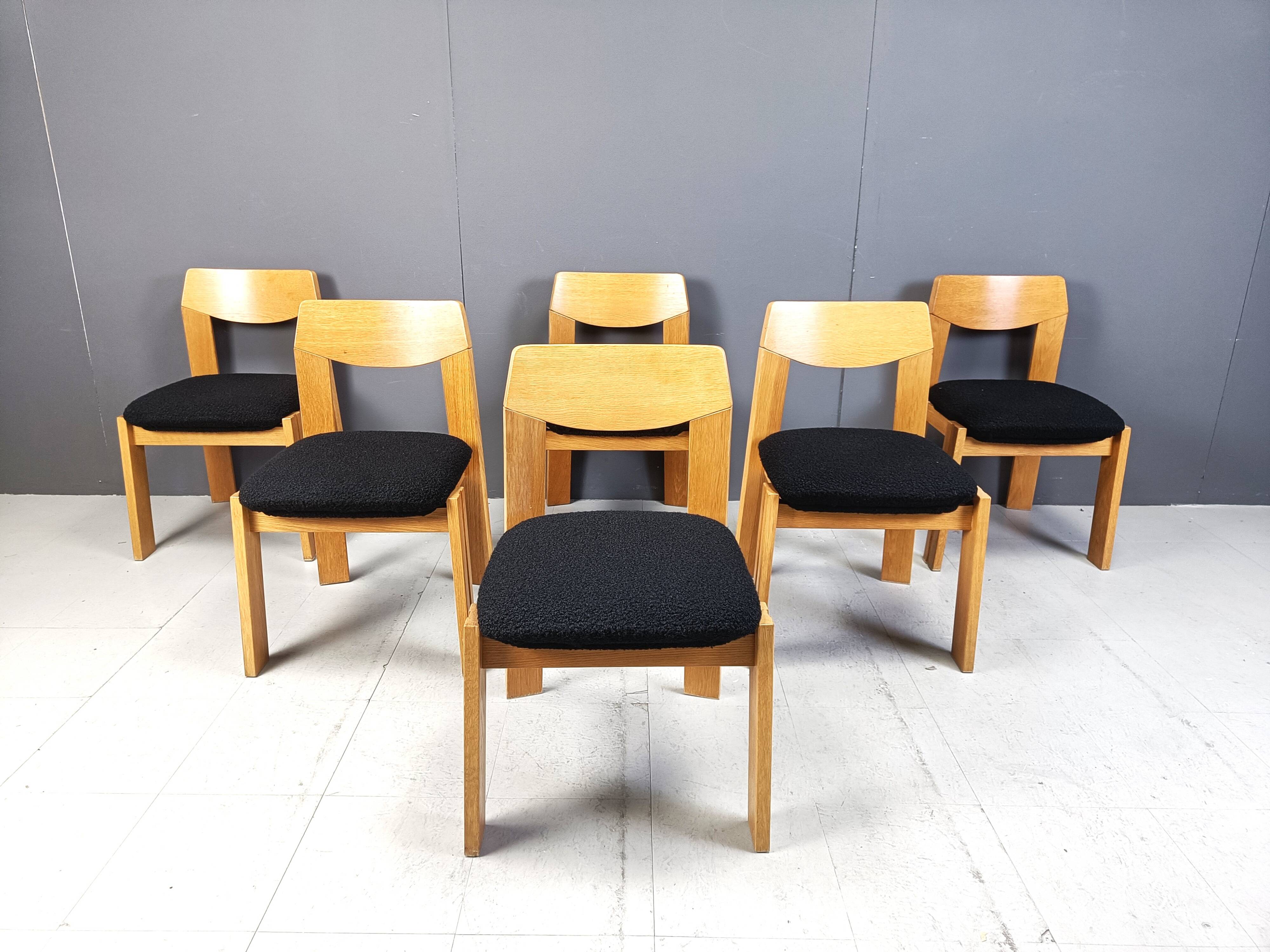 Vintage brutalist dining chairs, set of 6