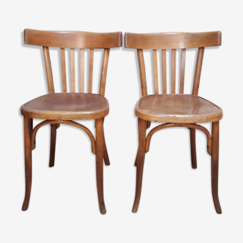 Old bistro chairs (pair) type Fischel 30s
