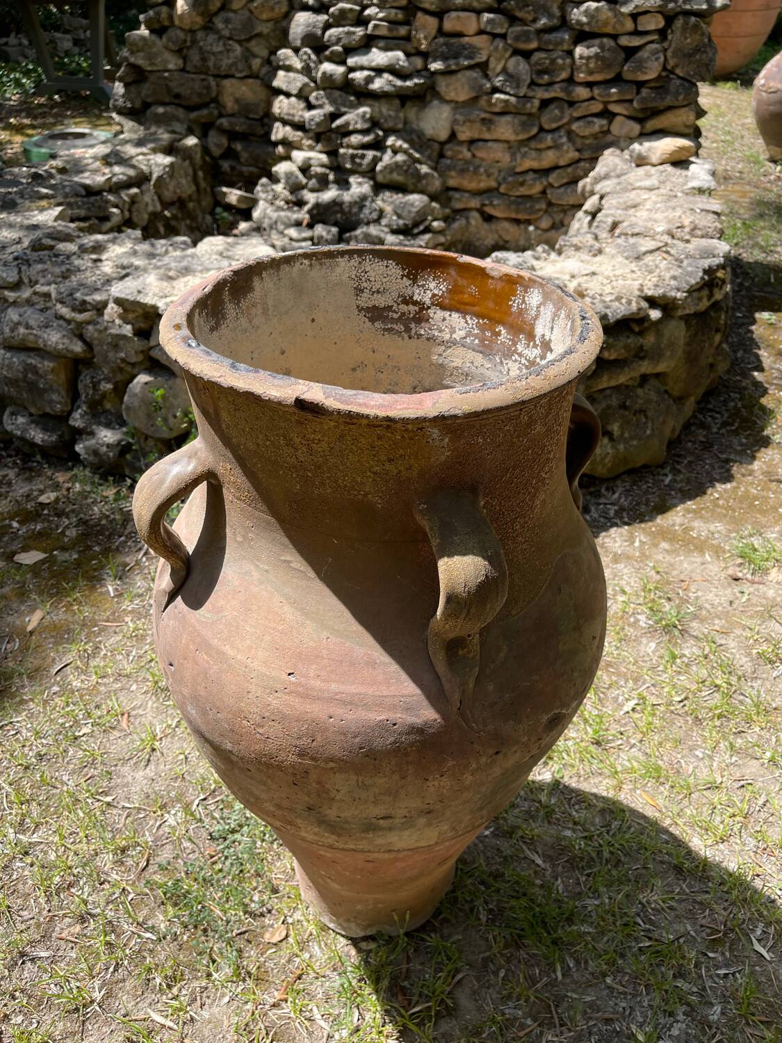 Ancient terracotta pottery jar