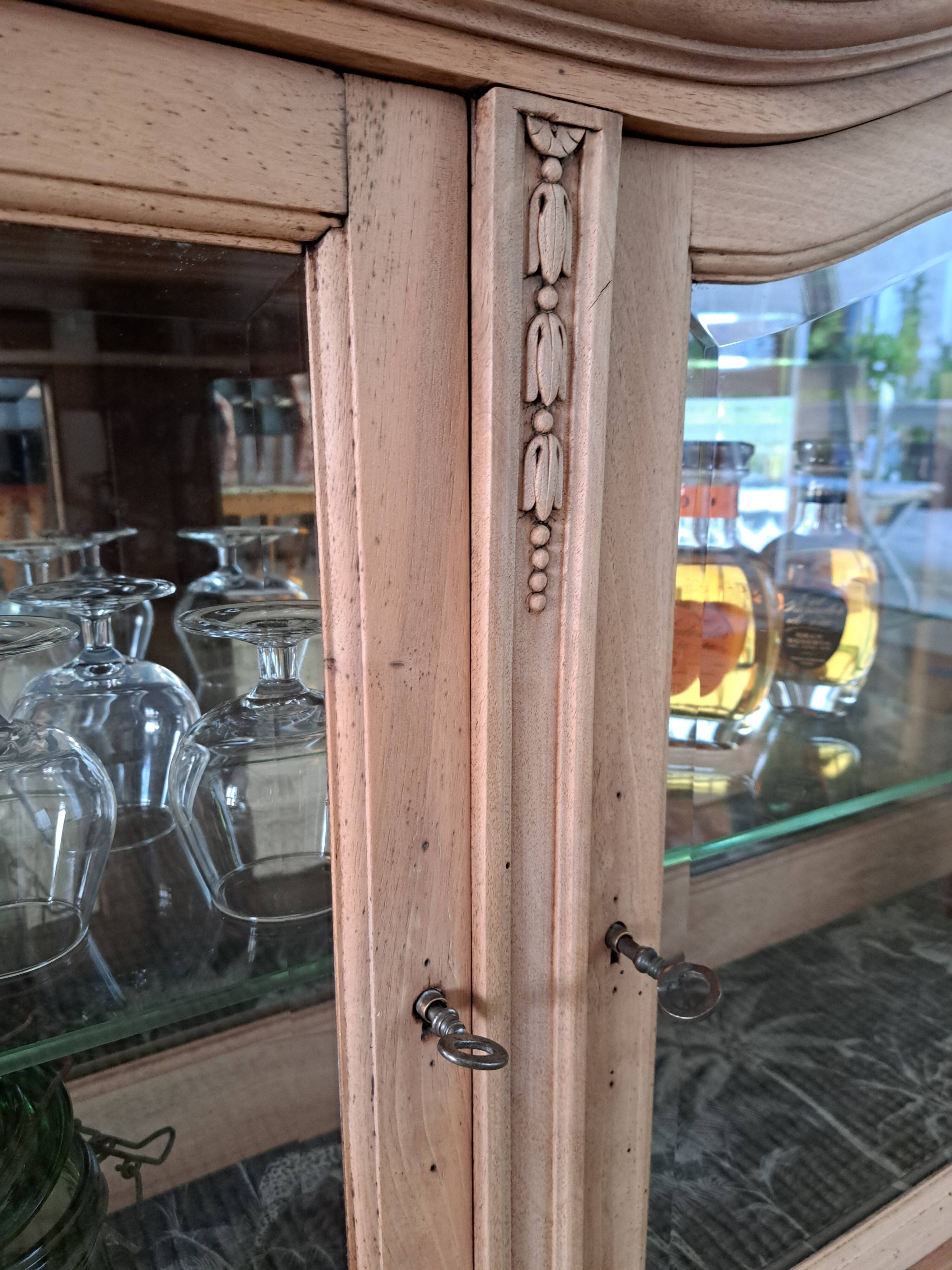 Vintage display cabinet in light wood