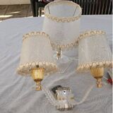 Vintage 70s French fringed wall lights and lamp