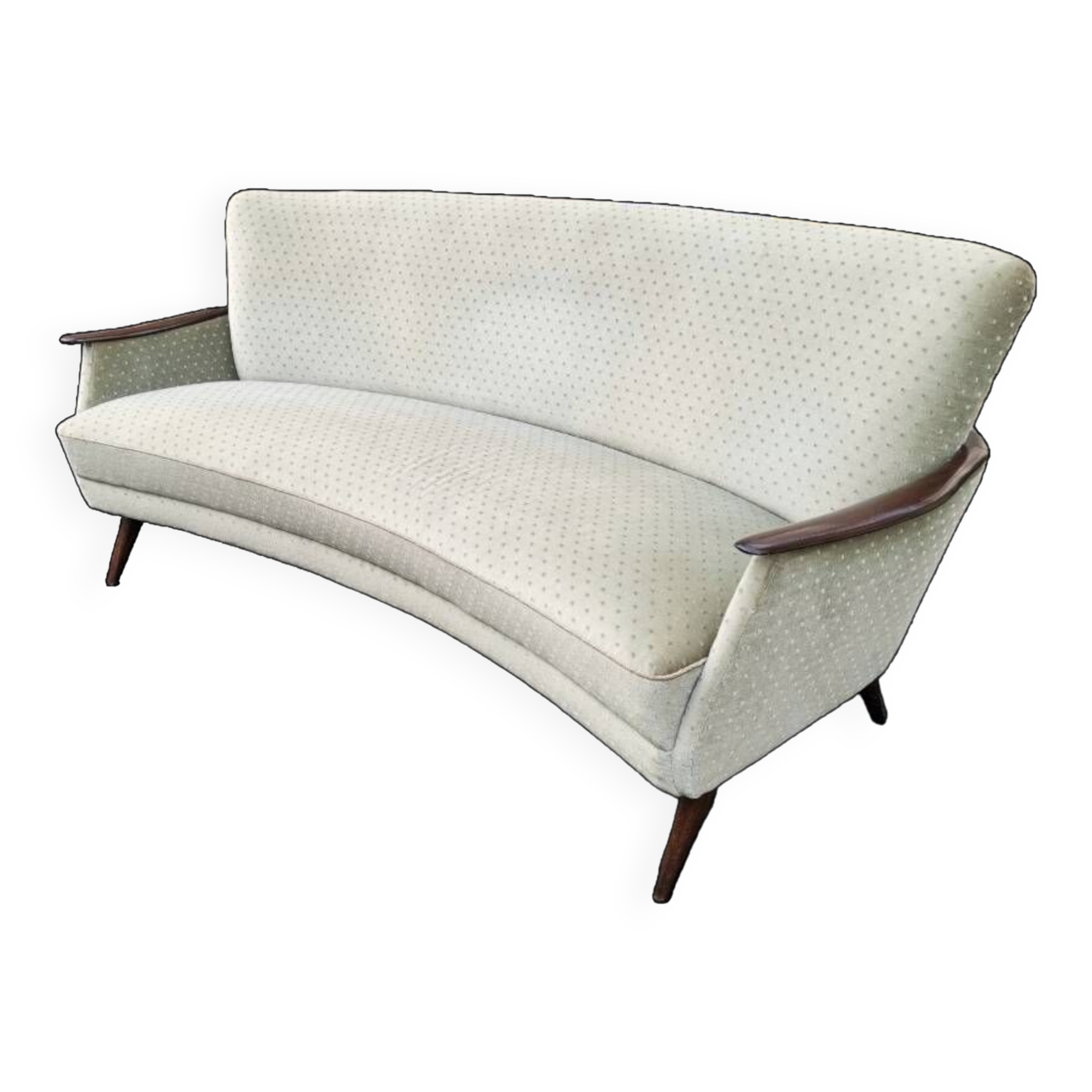 Water green velvet cabinetmaker's arc sofa