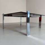 Smoked glass and chrome steel coffee table, Italian design from the 70s