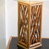 Chippendale Style Lattice Rattan Bamboo Table Lamp