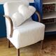 Armchair completely redone moumoute fabrics matching rectangular cushion woodwork mink color