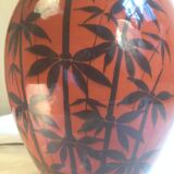 Ochre ceramic lamp base with bamboo decoration