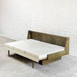 French Modernist Living Room Sofa Set In White Leather, 1950's