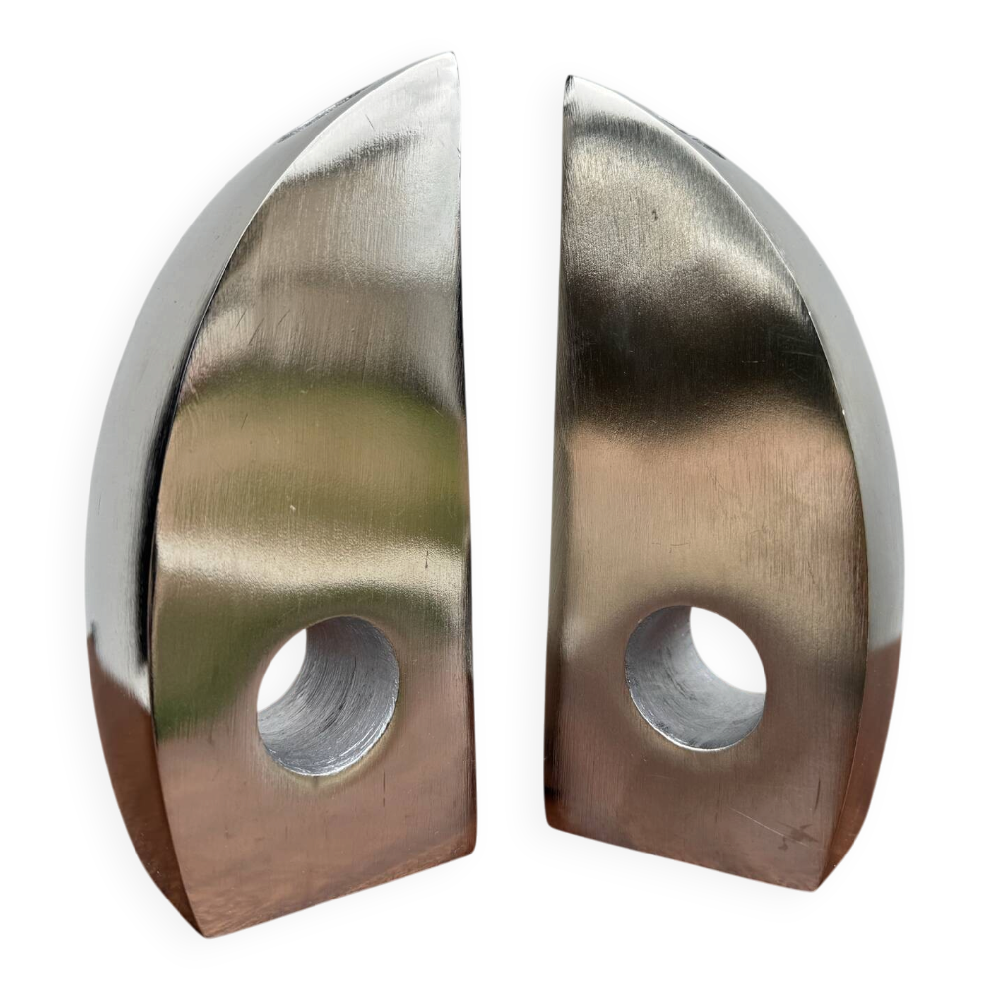 Bookends candle holders chrome aluminium