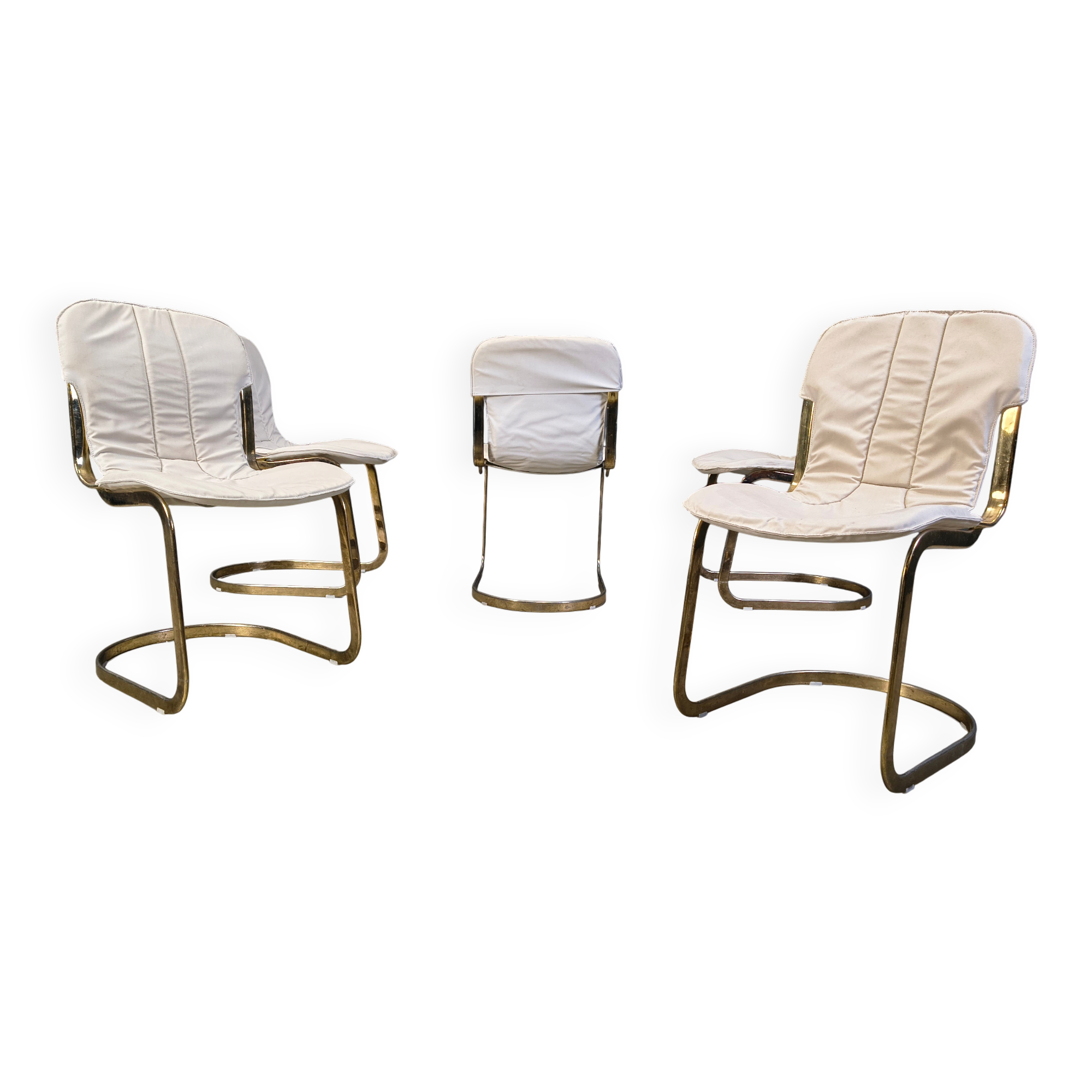 Vintage dining chairs by Willy Rizzo for Cidue set of 5, 1970s