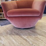 Fauteuil pivotant à 360º velours base acier inoxydable