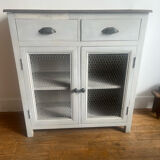 Grey-blue Parisian sideboard with a mesh door.
