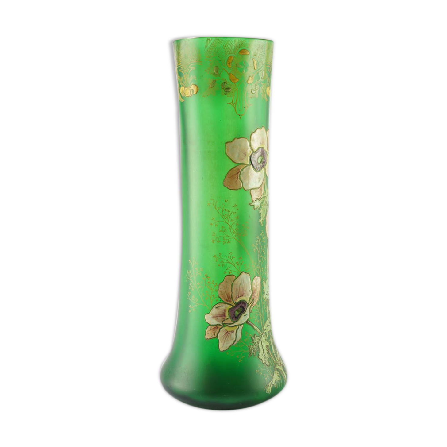 Vase Legras vert bouteille art nouveau