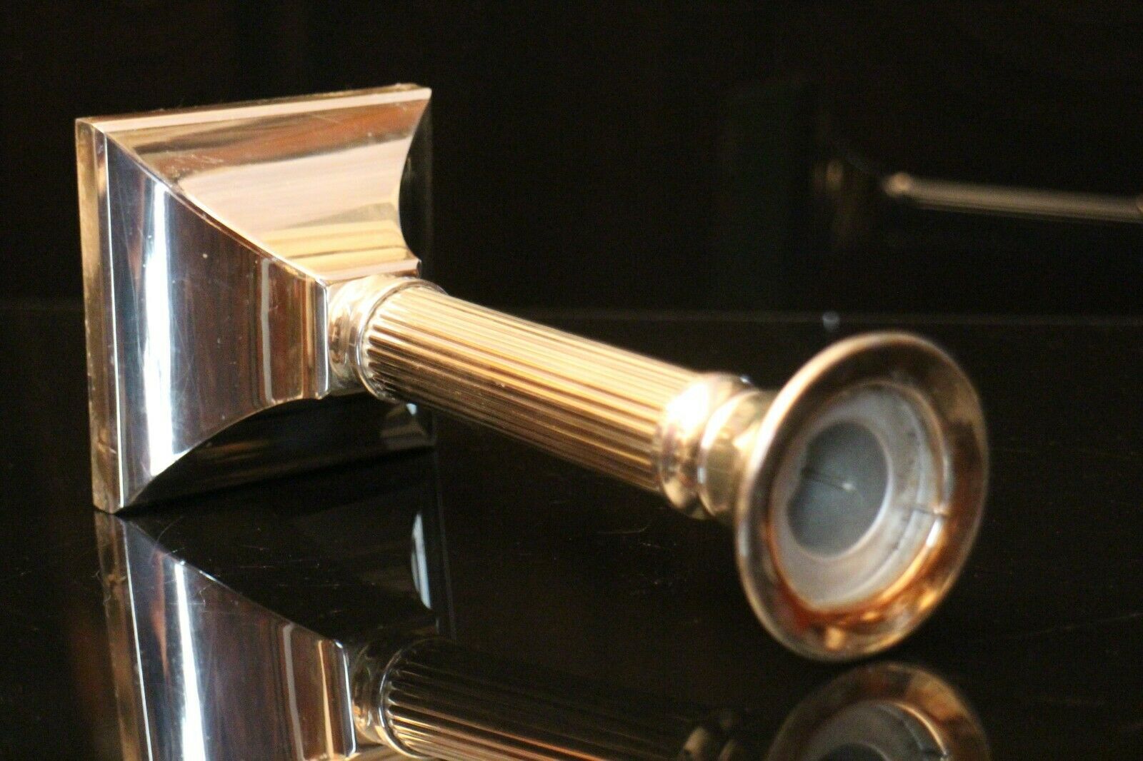 Louis XVI-style silver metal square-shaped candlestick