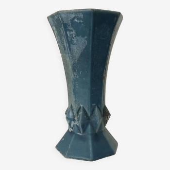 Old enameled cast iron vase