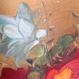 Painting still life bouquet of flowers in a vase.