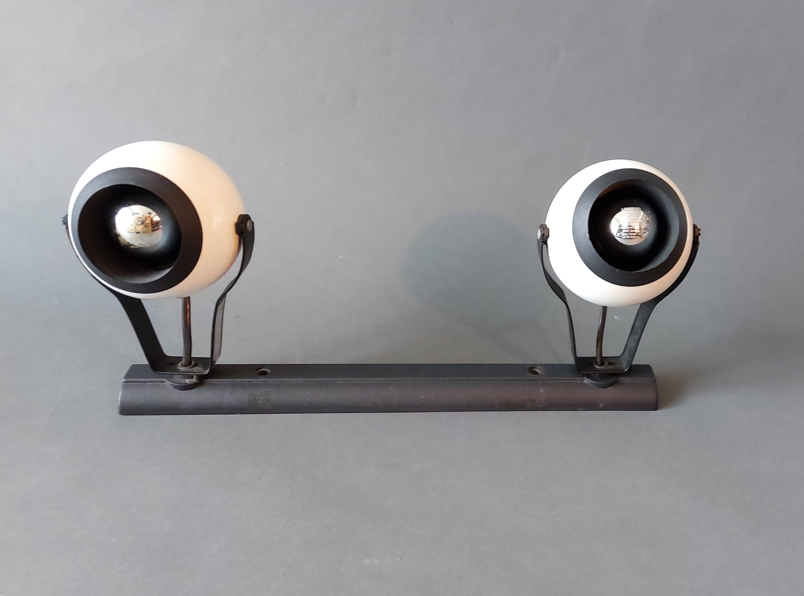 Rampe 2 spots orientables Eyeball Claude électricité 1970/1980