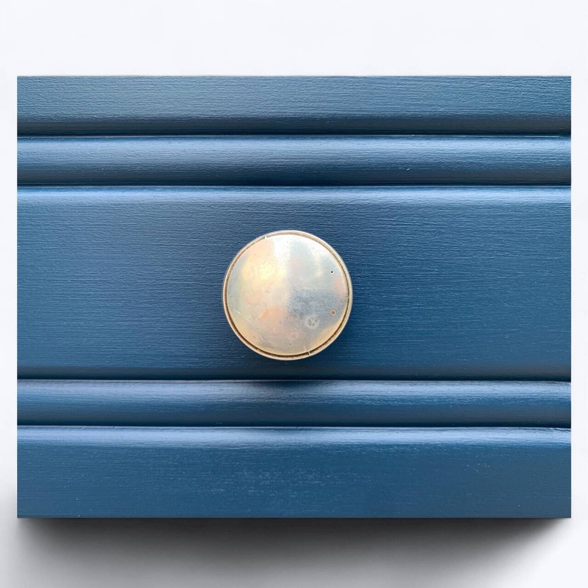 Art Deco chest of drawers in raw wood and blue, 1940