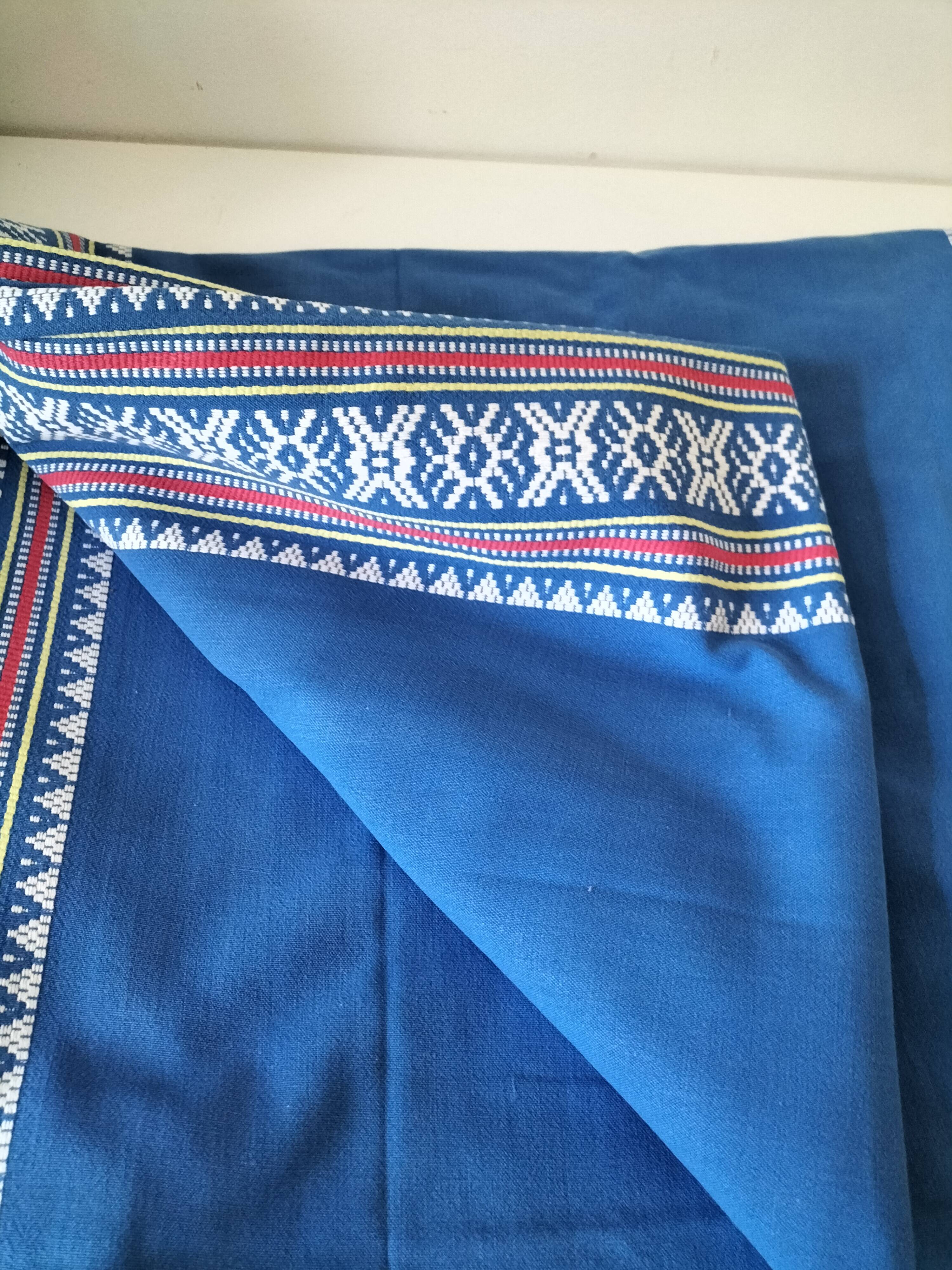 grande nappe et 11 serviettes vintage basque bleu indigo,