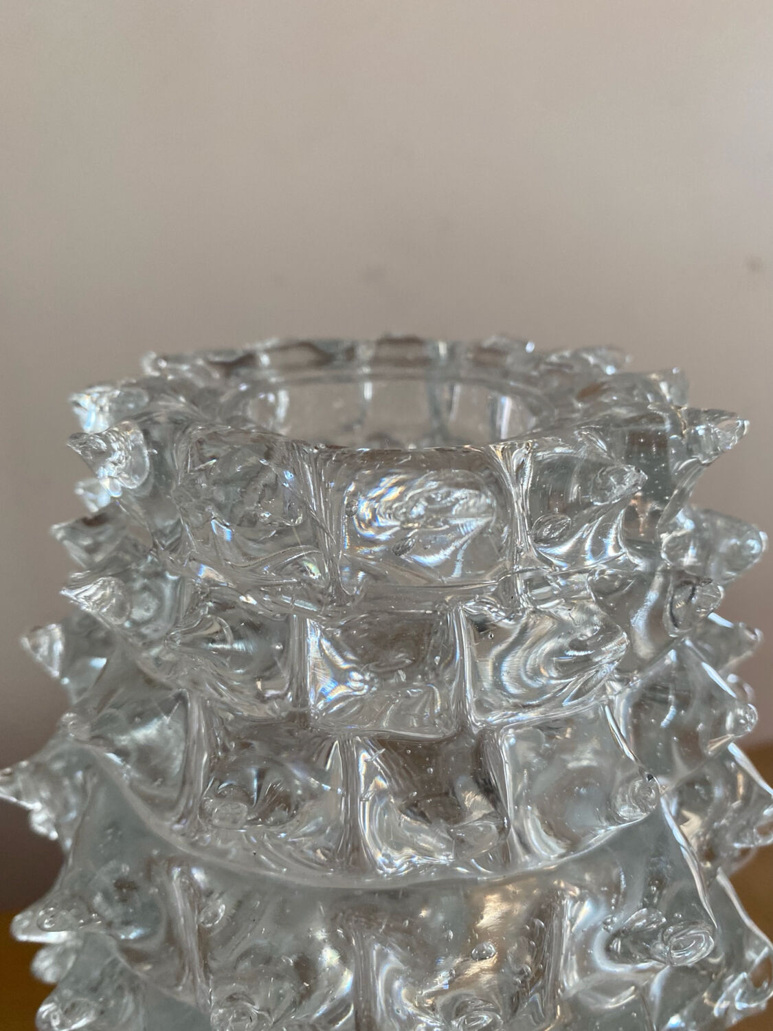 Large Rostrato vase in Murano glass by Ercole Barovier, Italy 1940.