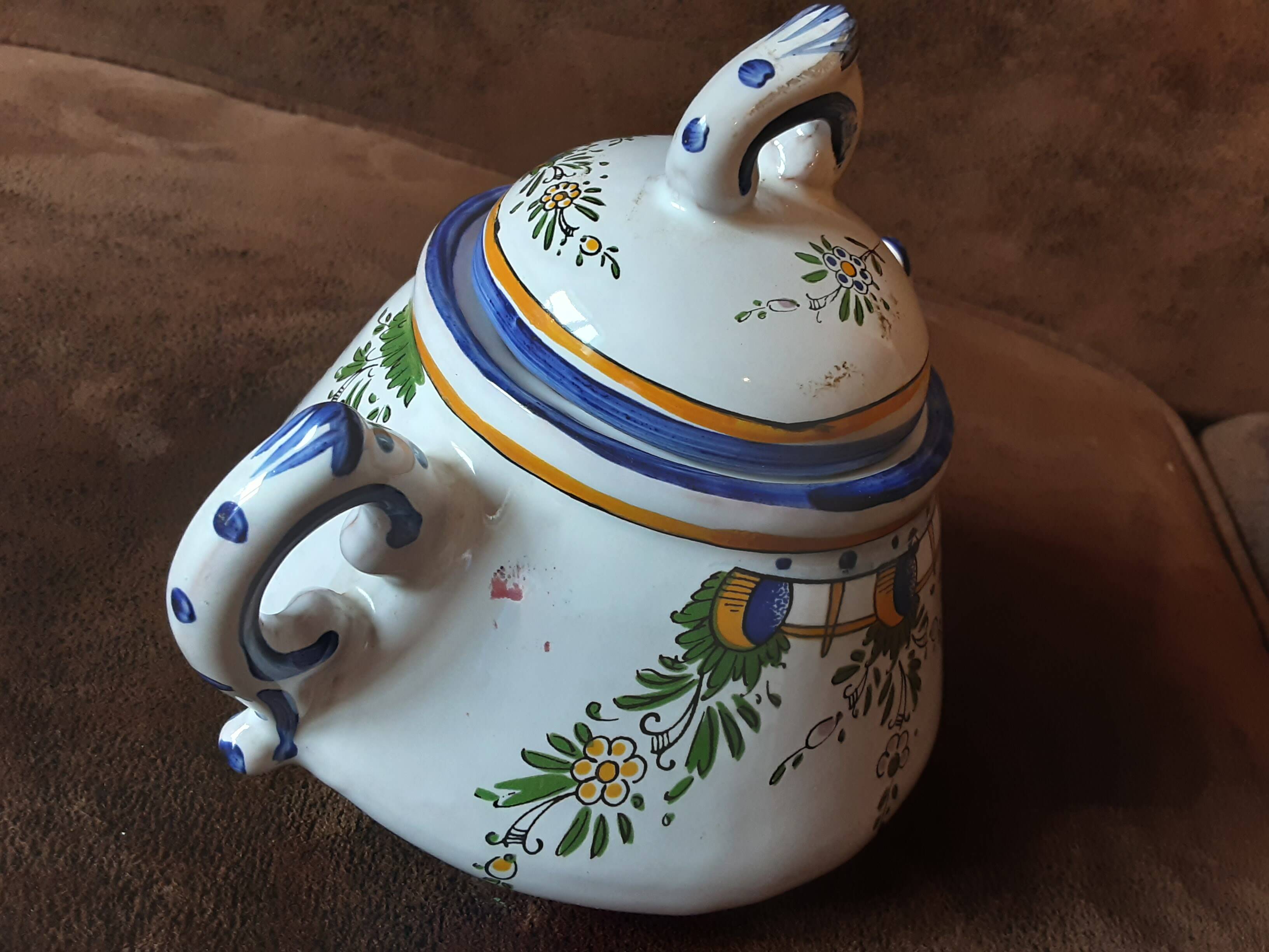 Sugar bowl, Angoulême art earthenware factory, Le Renoleau