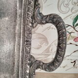 Rectangular silver metal tray 2 handles, decorative frieze