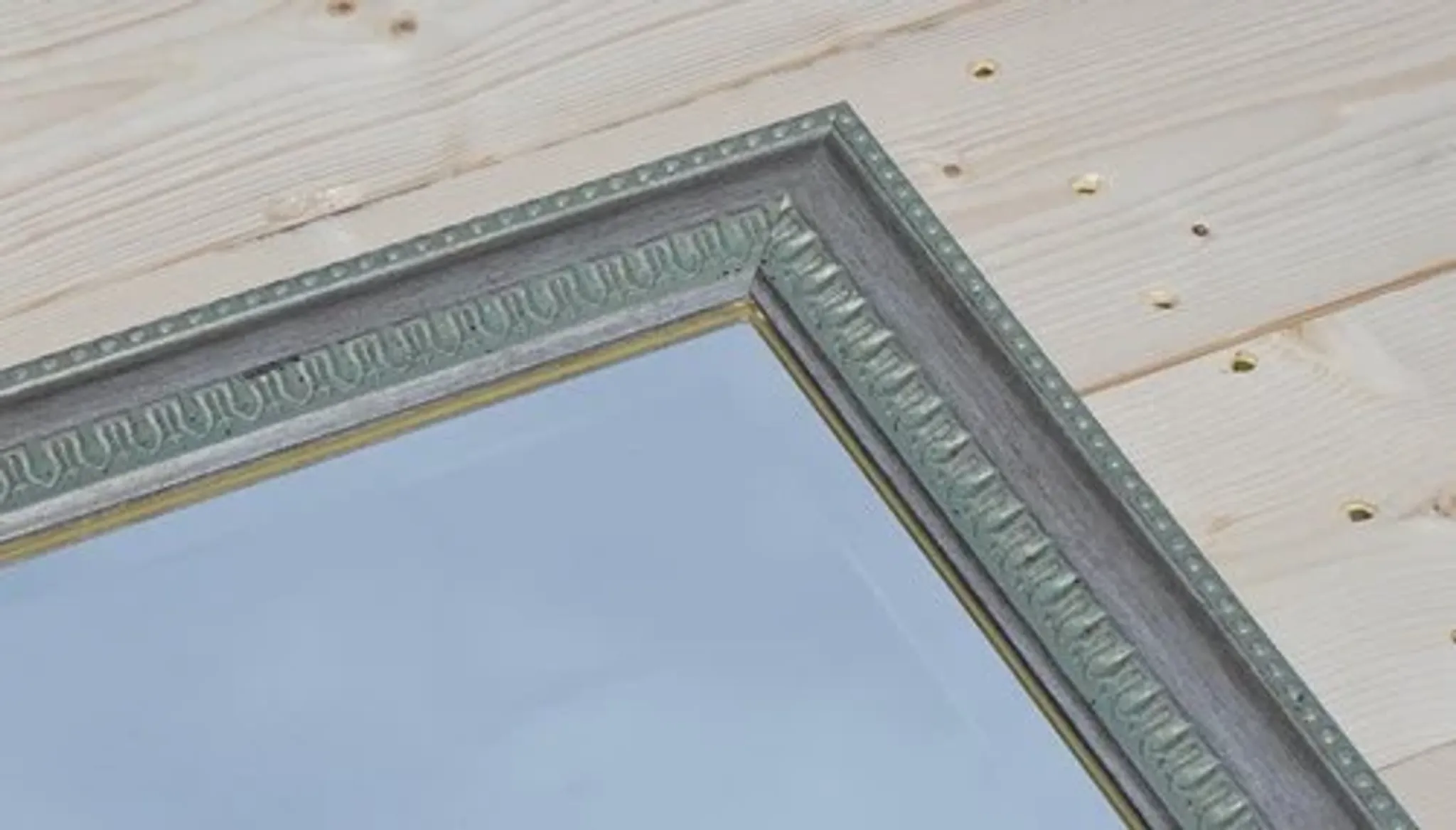 Vintage Bevelled Wall Mirror with Silver Grey Frame
