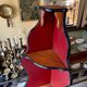 Dark wood corner unit, black and red