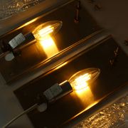 Pair of glass and brass wall lights by Carl Fagerlund for Orrefors, 1960.