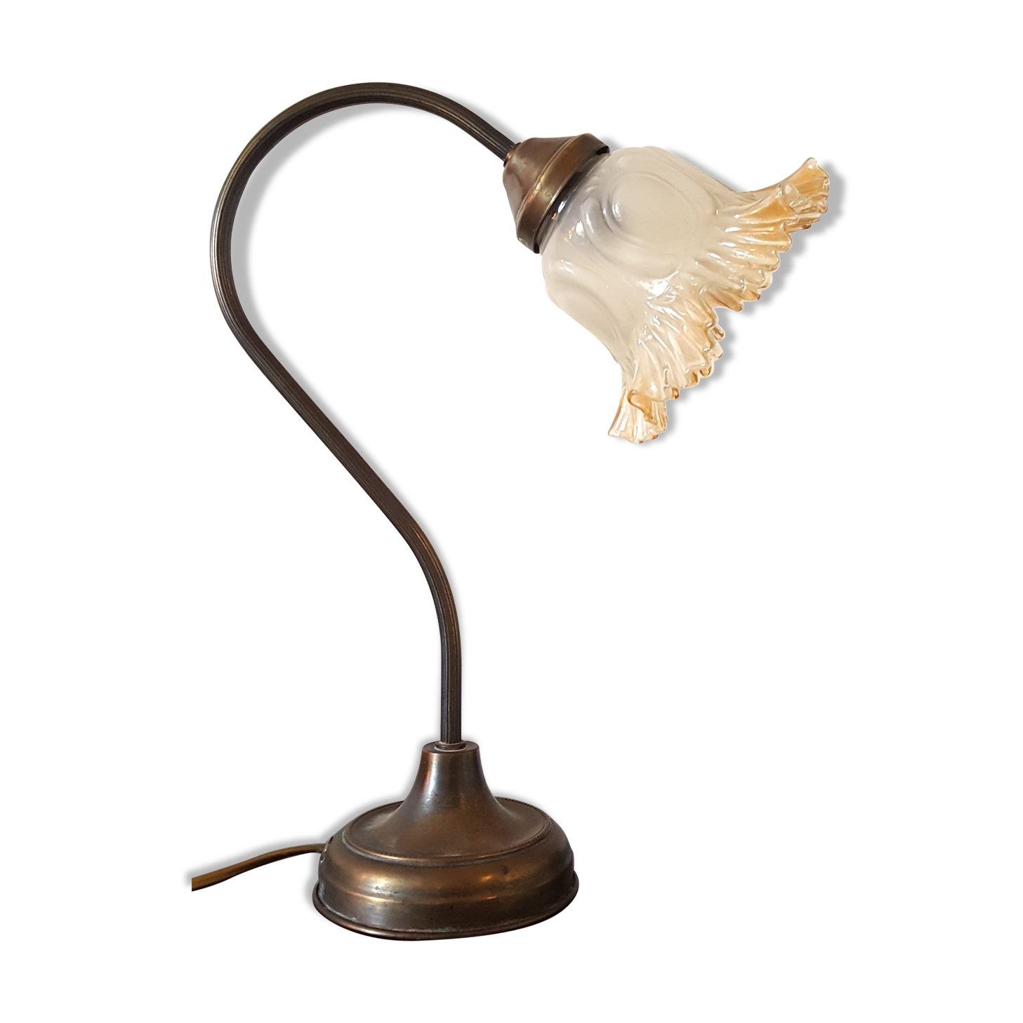 Lampe tulipe col de cygne en laiton