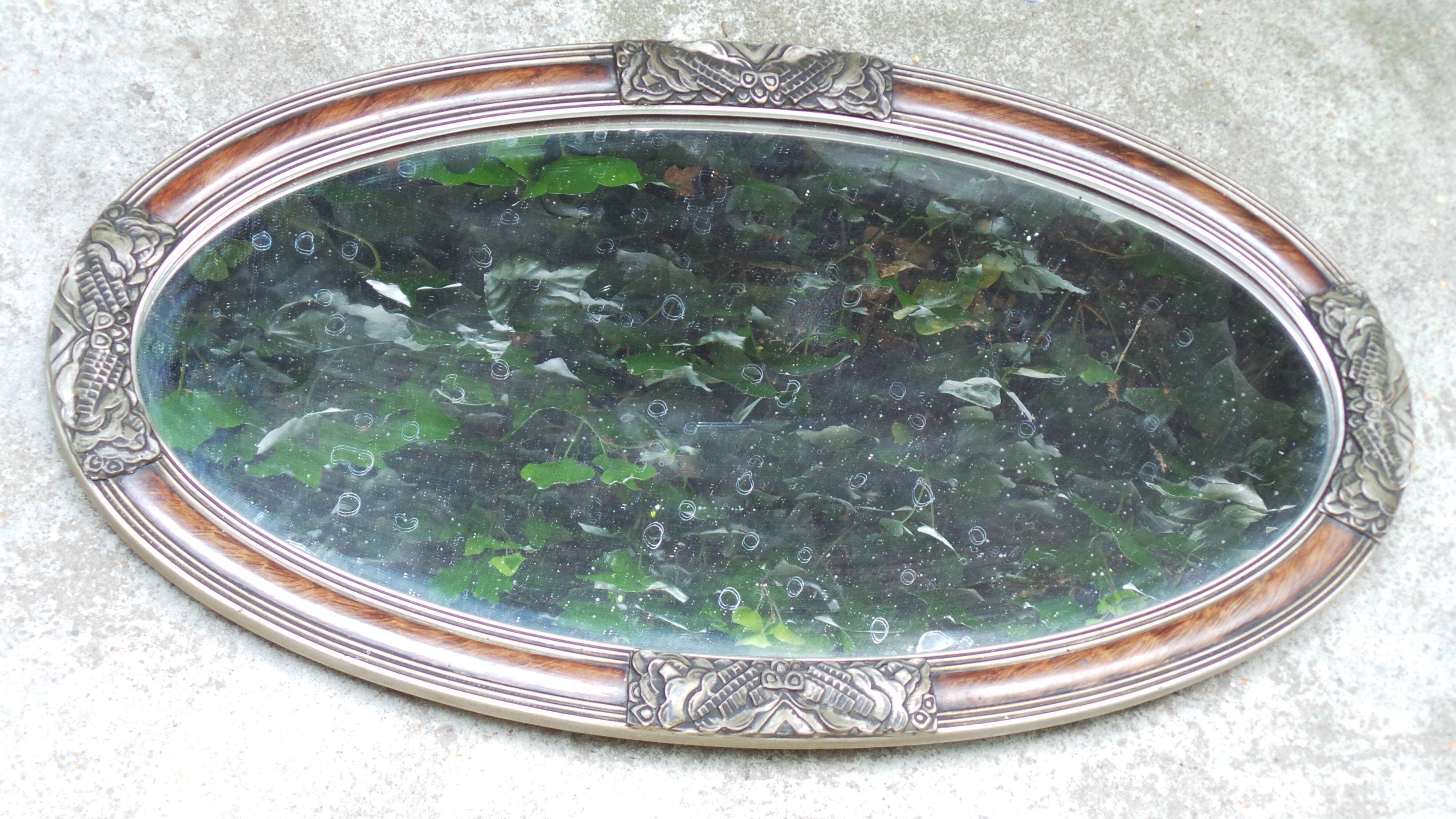Mirror oval art deco 36x66cm