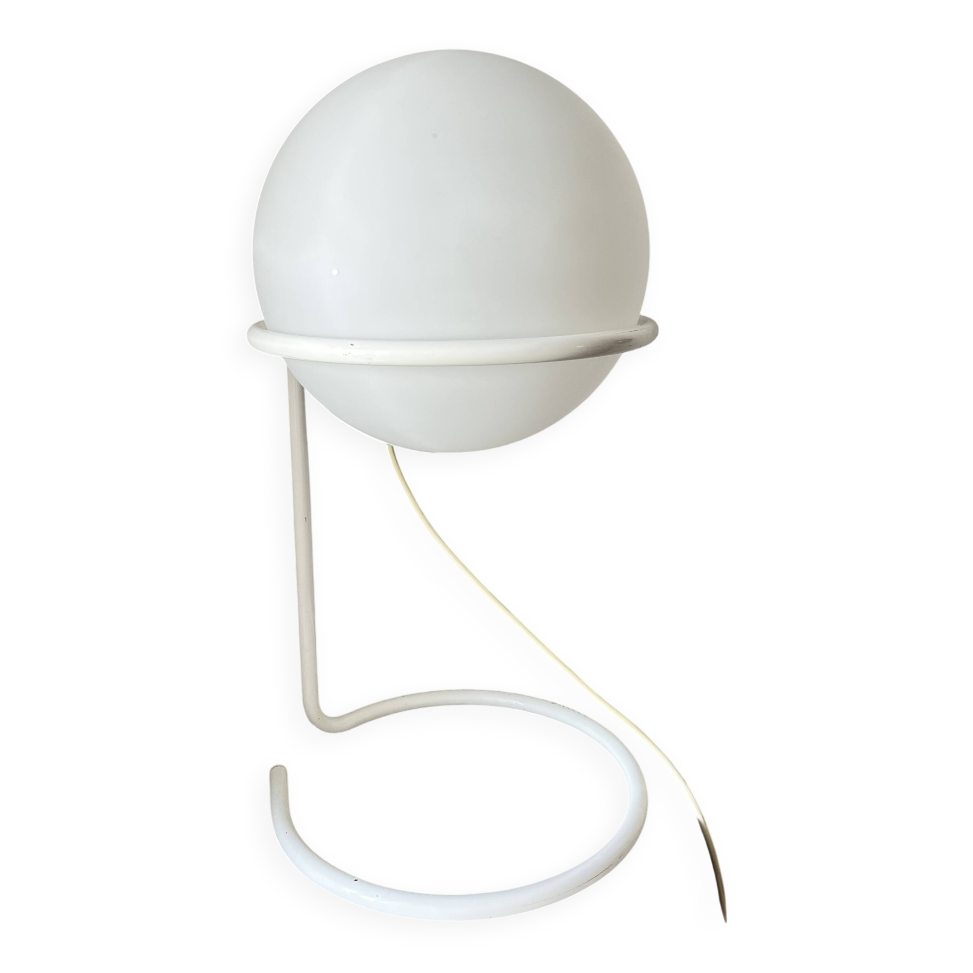 Vintage Postmodern Table Lamp by Glashütte Limburg – White Glass Globe