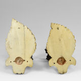 Pair of Hollywood Regency sconces in carved, painted and patinated wood, 1950s