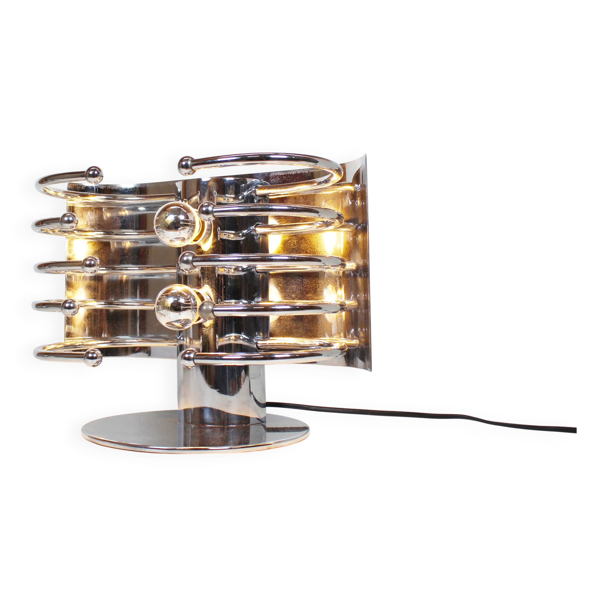 Unique & exceptional Italian 1960s Space age chrome table lamp