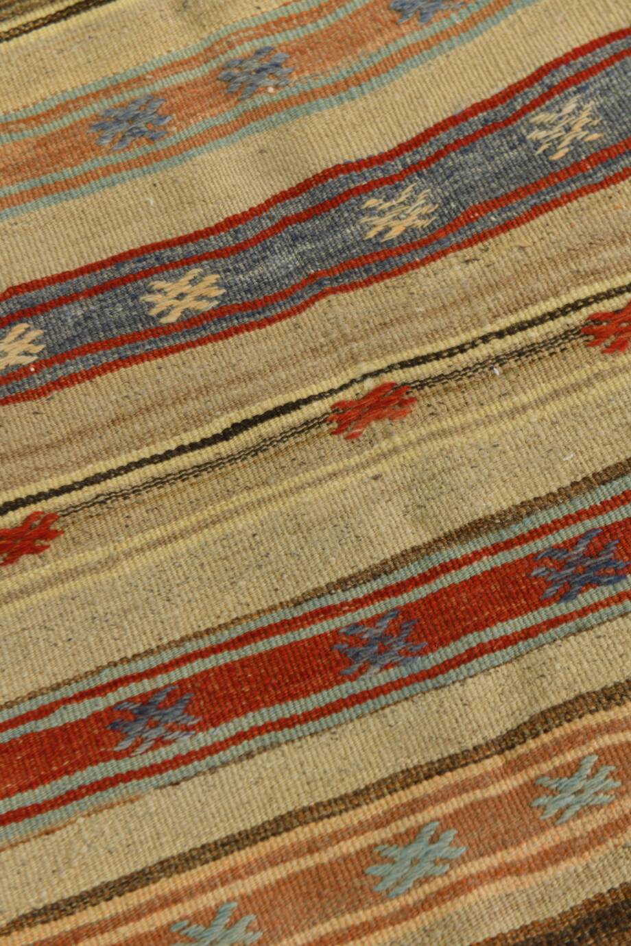 Red & Cream Striped Kilim Rug, 150x260Cm