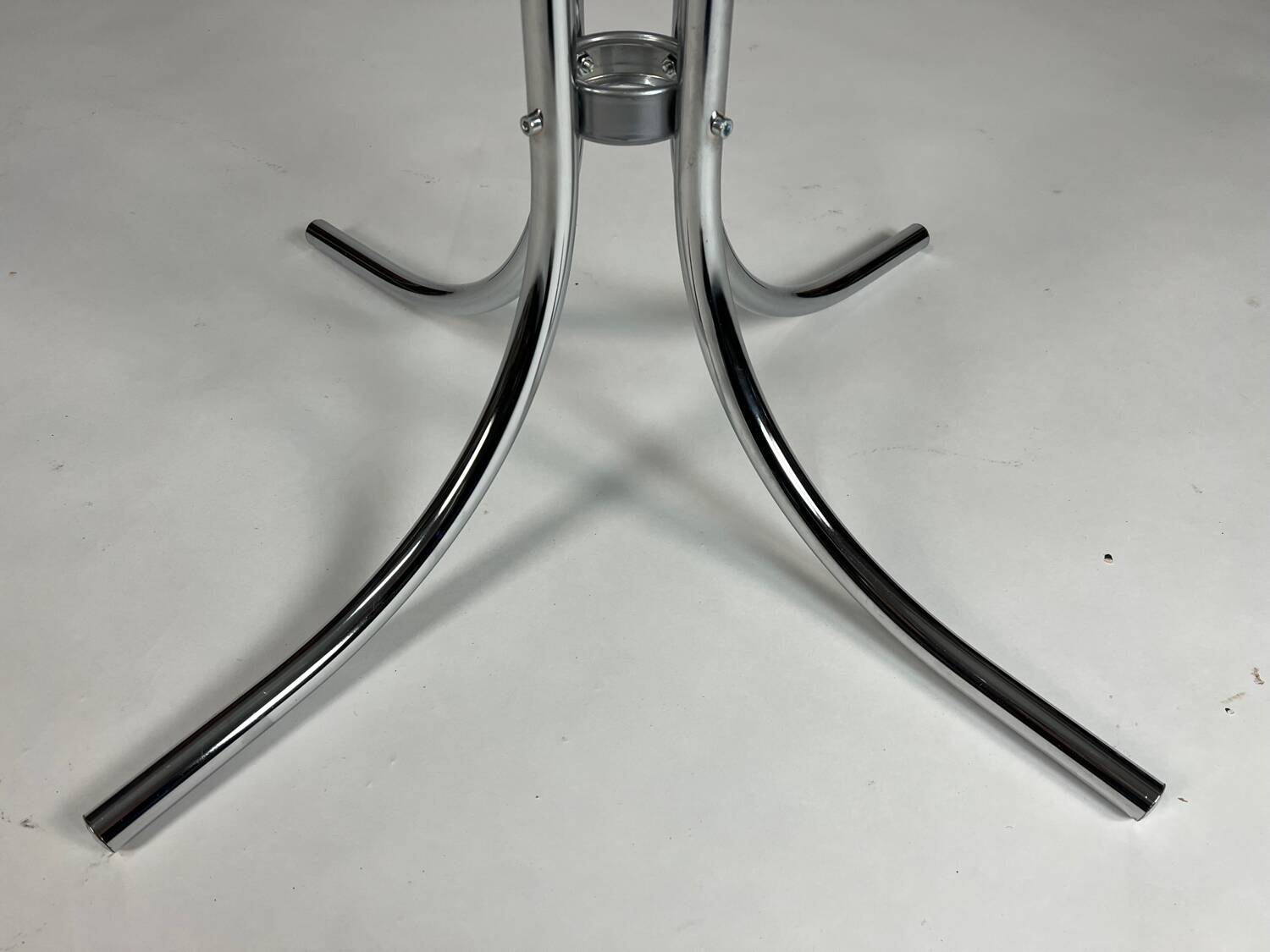 Vintage chrome glass round dining table 70s space age